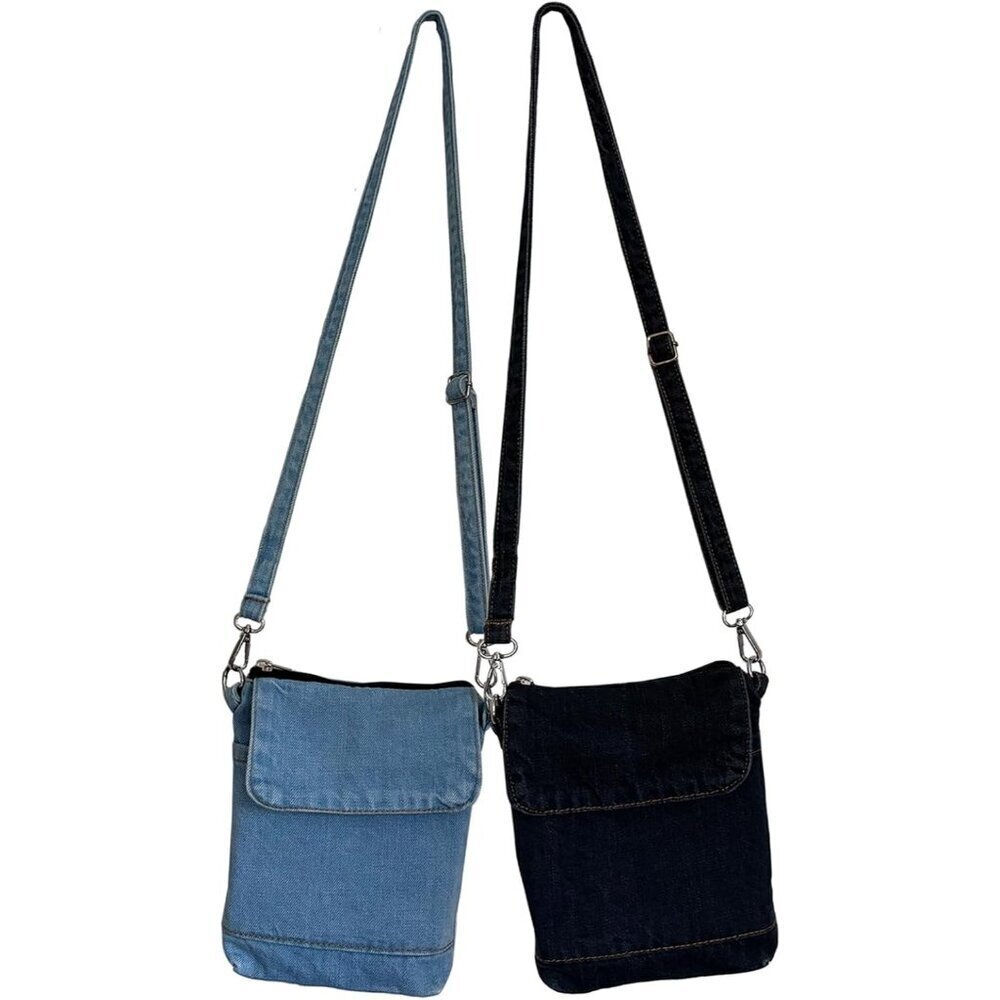 Women Denim Crossbody Bags Set Small Shoulder Purse with Adjustable Strap